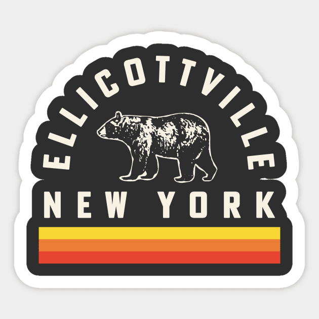 Ellicottville New York Souvenir Retro Vintage Stripes Bear Sticker by PodDesignShop